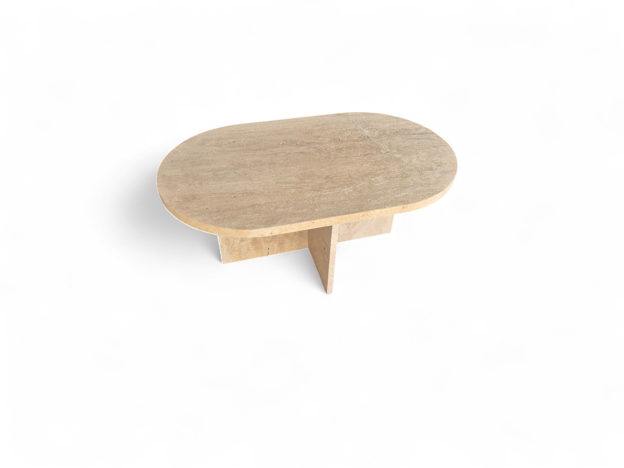 Ovale beige salontafel - Afbeelding 3