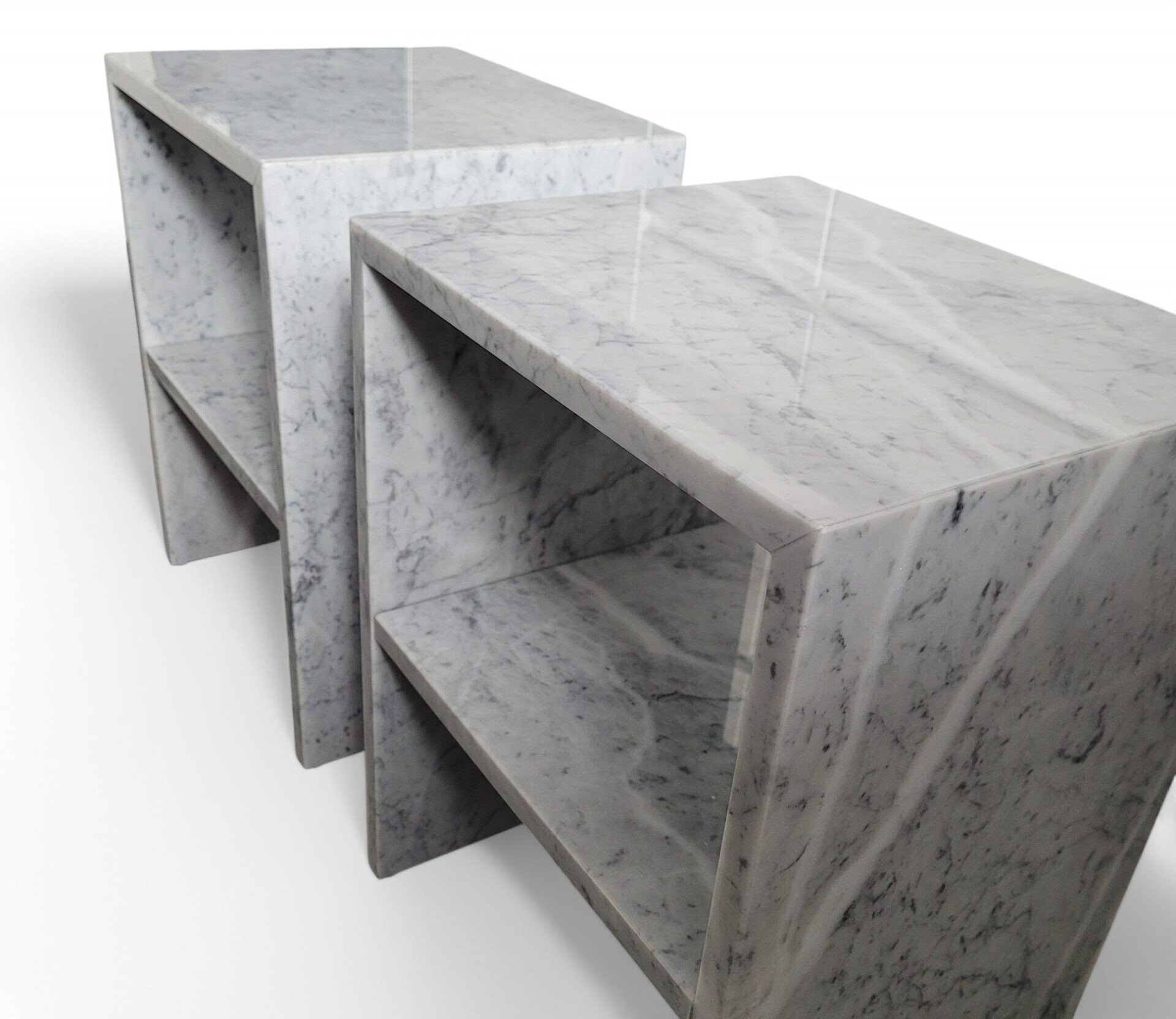 Nachtkastjes voor de slaapkamer van Bianco Carrara marmer - Afbeelding 5