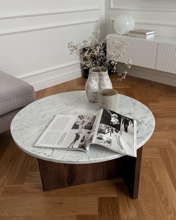Carrara salontafel met eiken onderstel - Afbeelding 3
