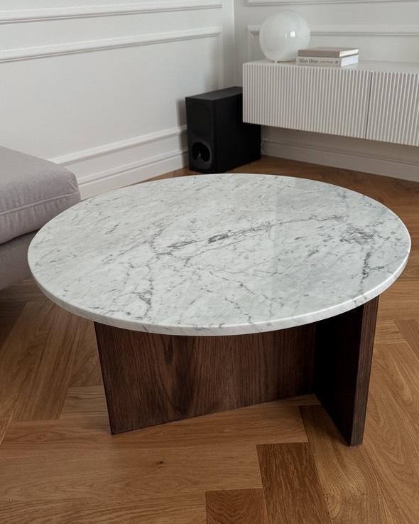 Carrara salontafel met eiken onderstel - Afbeelding 5