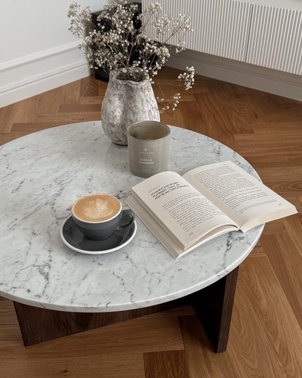 Carrara salontafel met eiken onderstel - Afbeelding 2