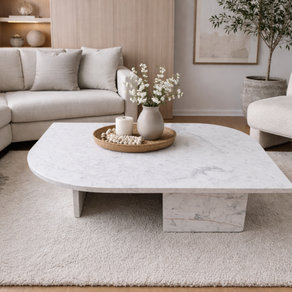 Witte halfovale salontafel