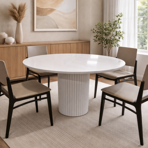 Ronde stenen tafel van wit composiet
