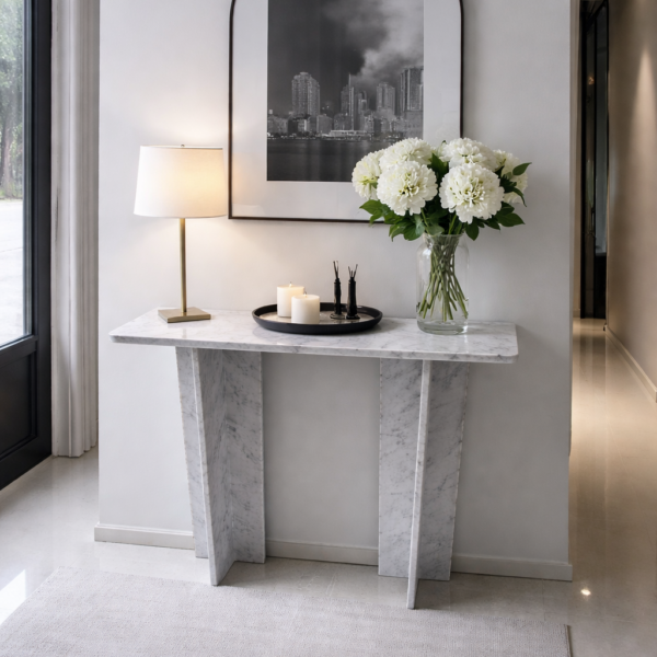 Witte console met Bianco Carrara