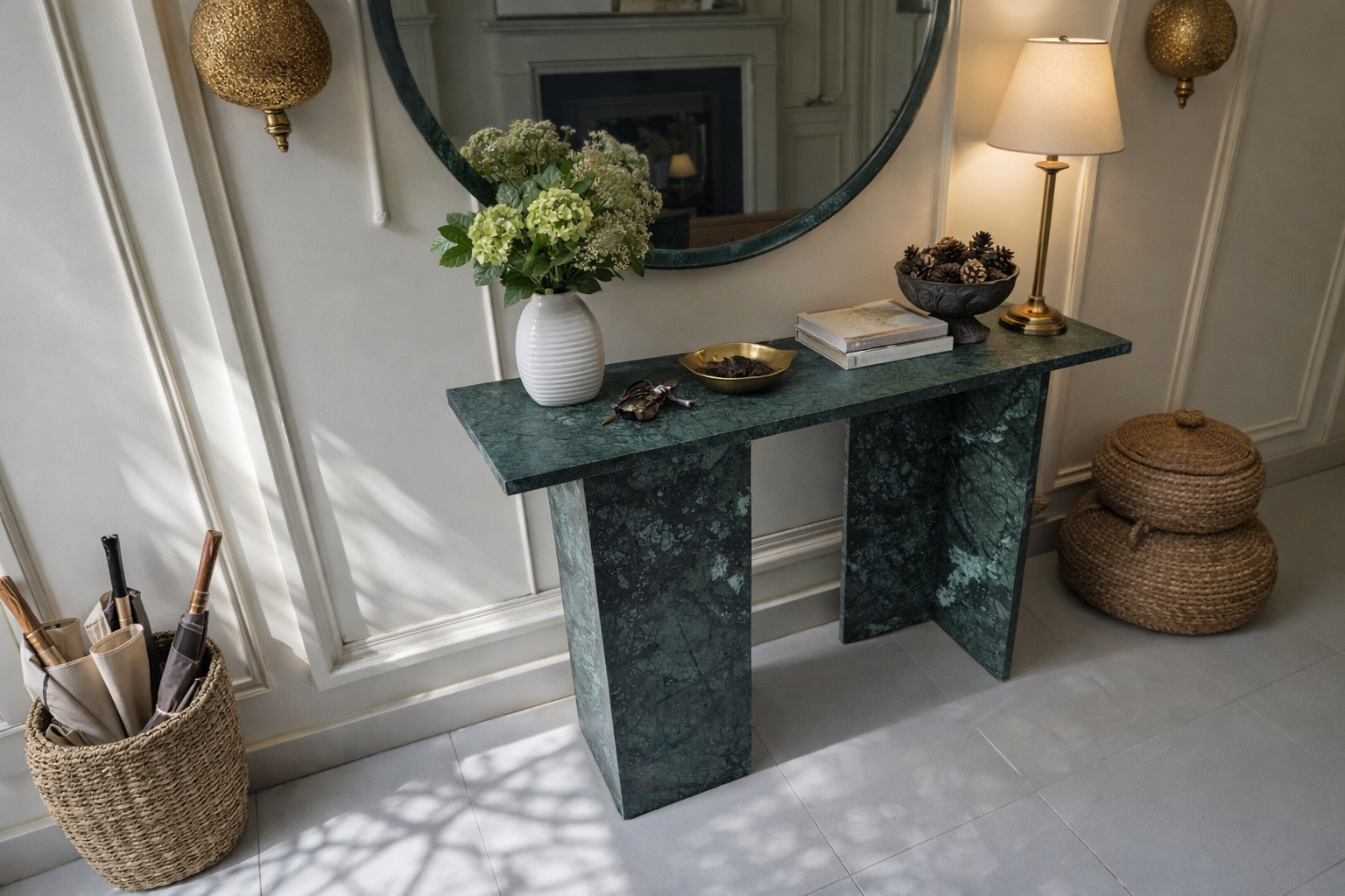 Groene consoletafel voor de hal