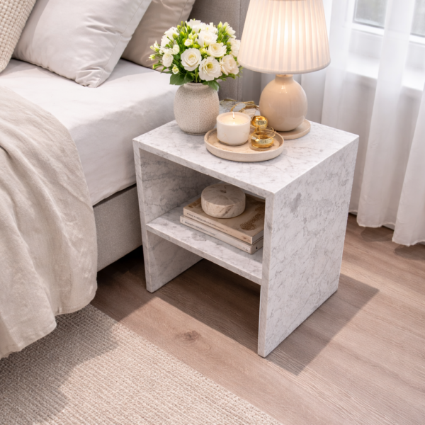 Nachtkastjes voor de slaapkamer van Bianco Carrara marmer