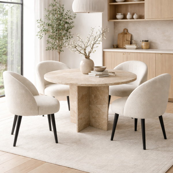Ronde beige tafel
