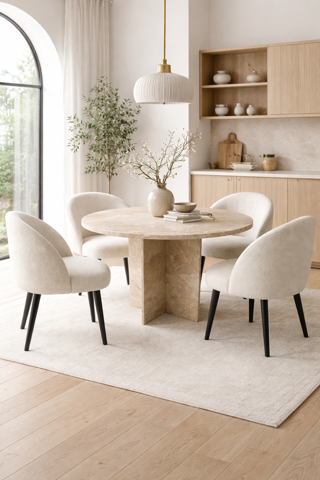 Ronde beige tafel