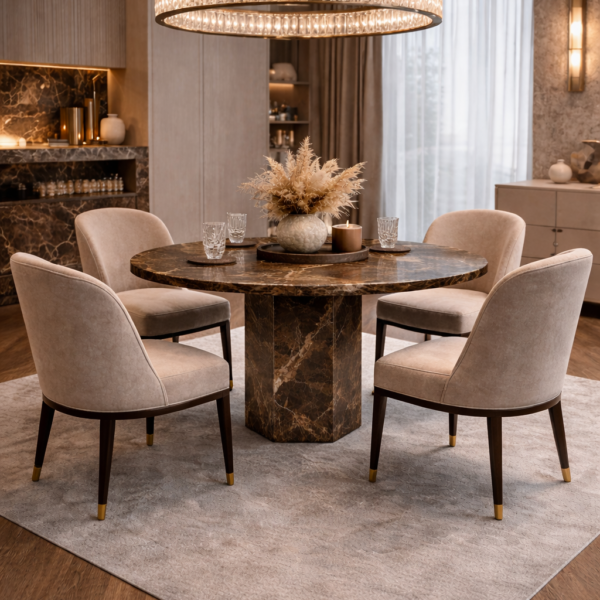 Tafel van bruin marmer