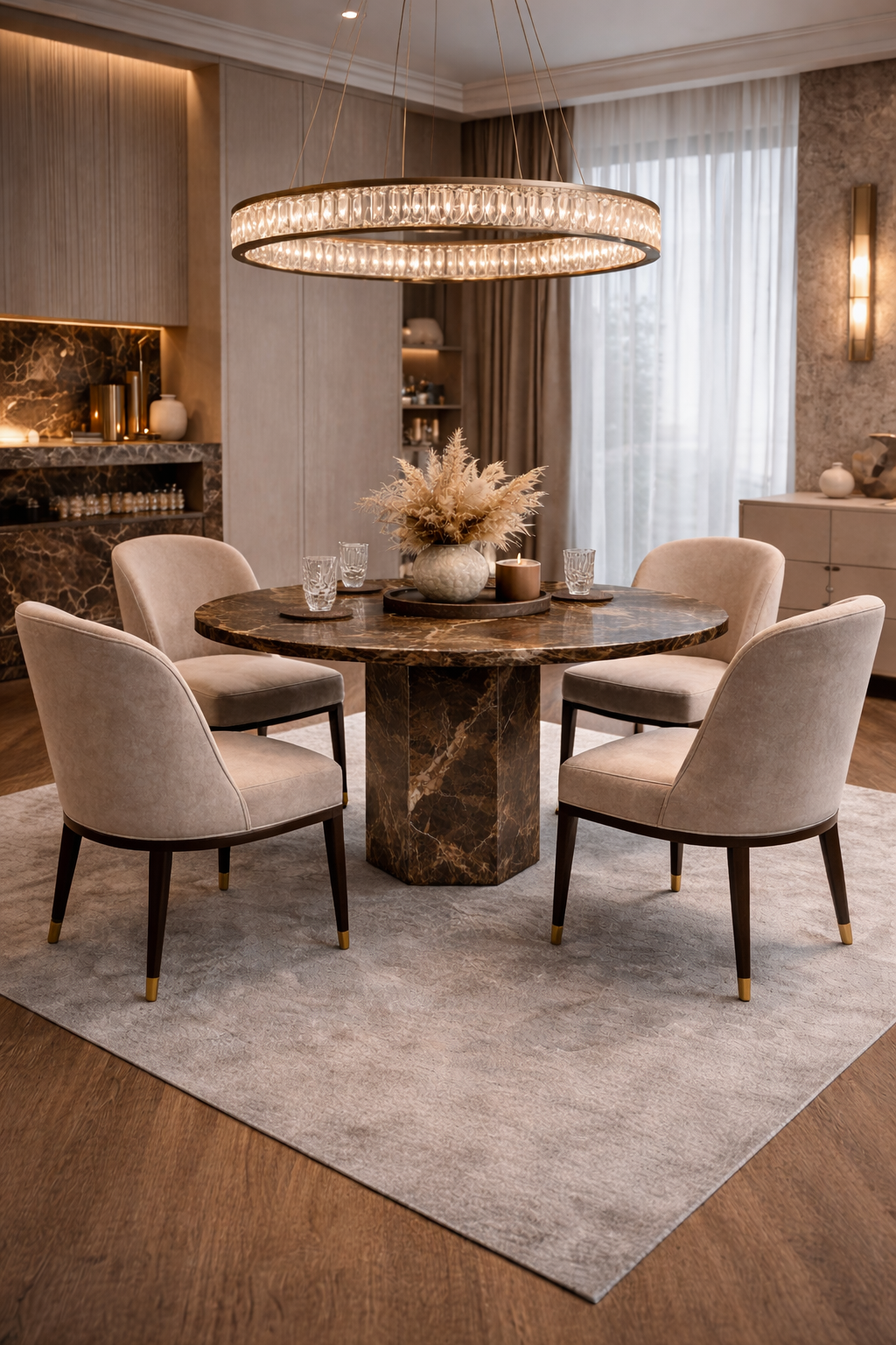 Tafel van bruin marmer