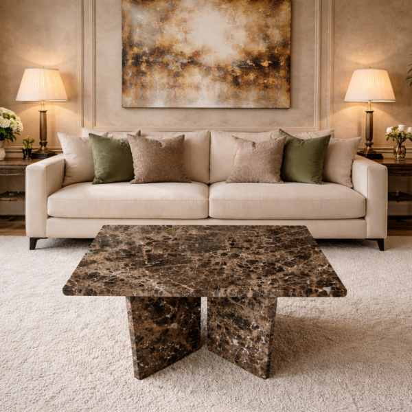 Rechthoekige tafel van marmer Emperador Dark